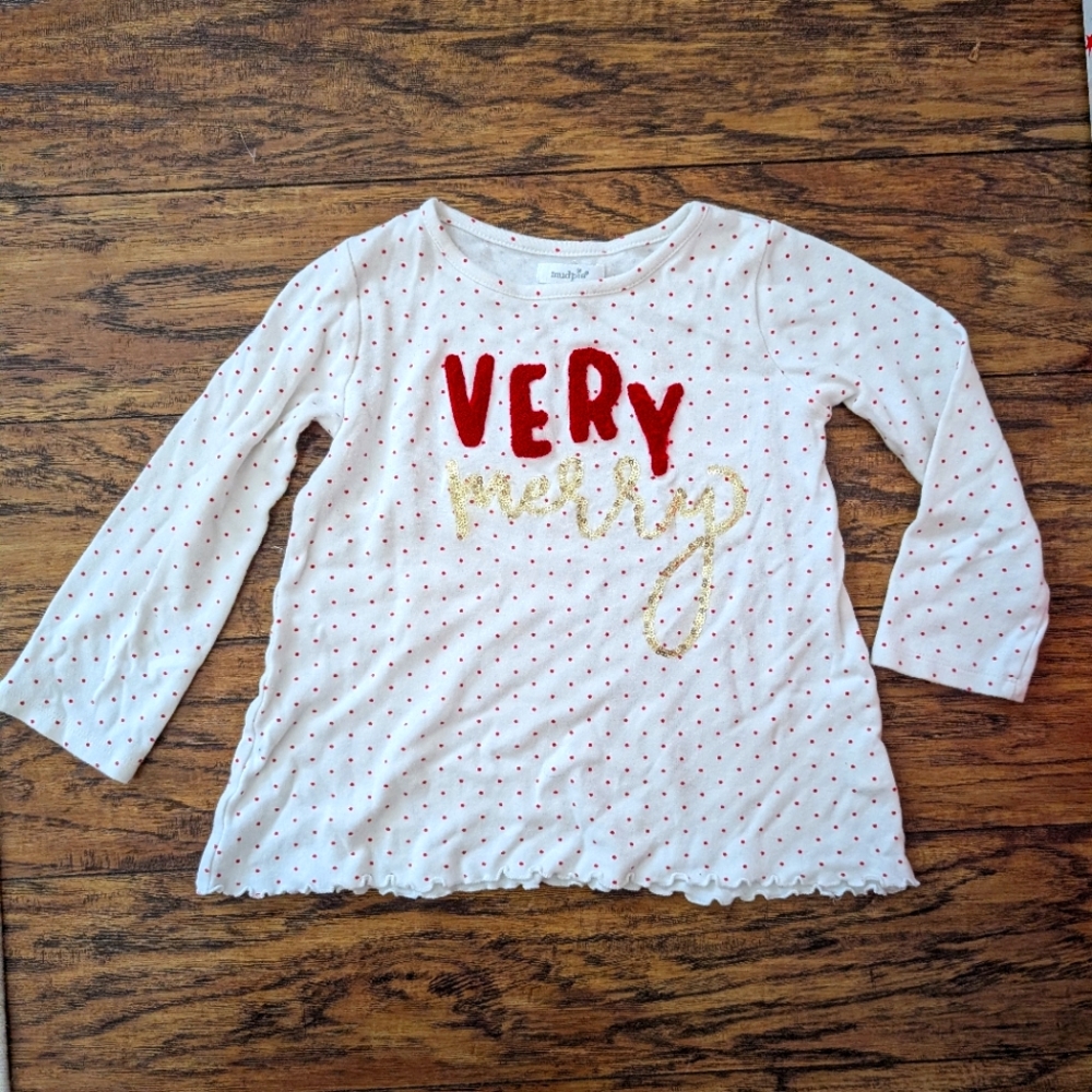 $ 💥3/$24 Mud Pie Very Merry Long Sleeve Polka Dot Shirt
